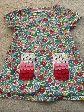 Mini Boden girl’s 6-7 ice cream floral tunic dress
